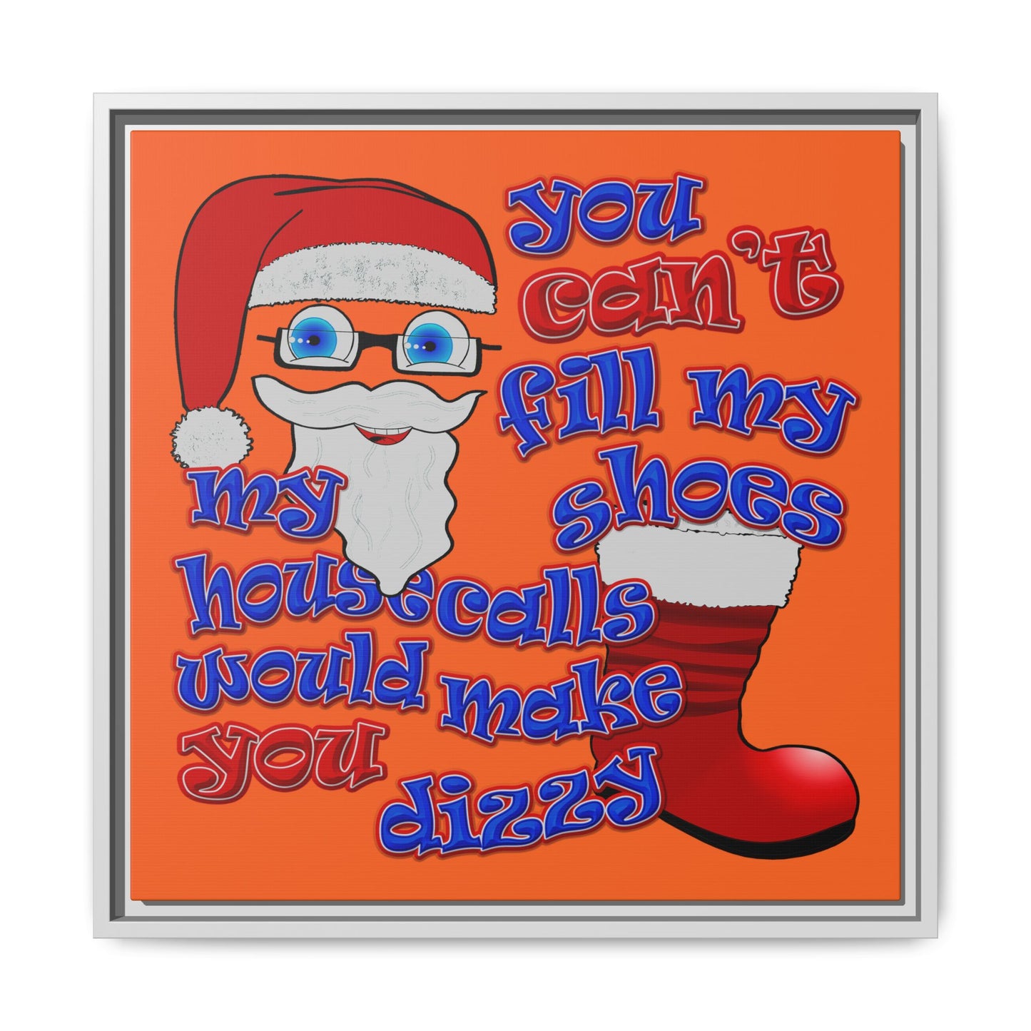 santa's shoes - framed canvas art (orange)