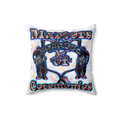 em cee squared - Spun Polyester Square Pillow - (white marble)