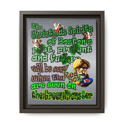 christmas spirits of boston - framed canvas art (brushed nickel)