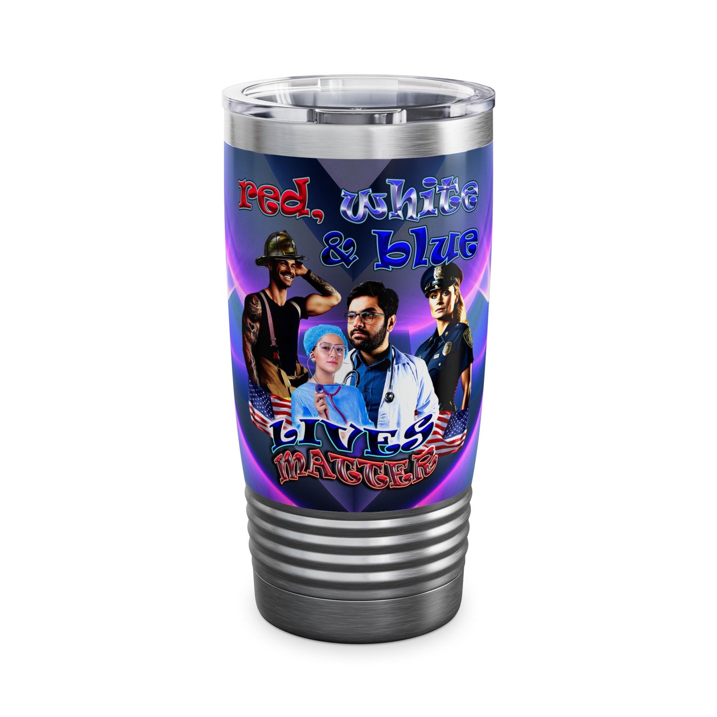 rw&b lives matter - Ringneck Tumbler, 20oz (grey-pink wave)