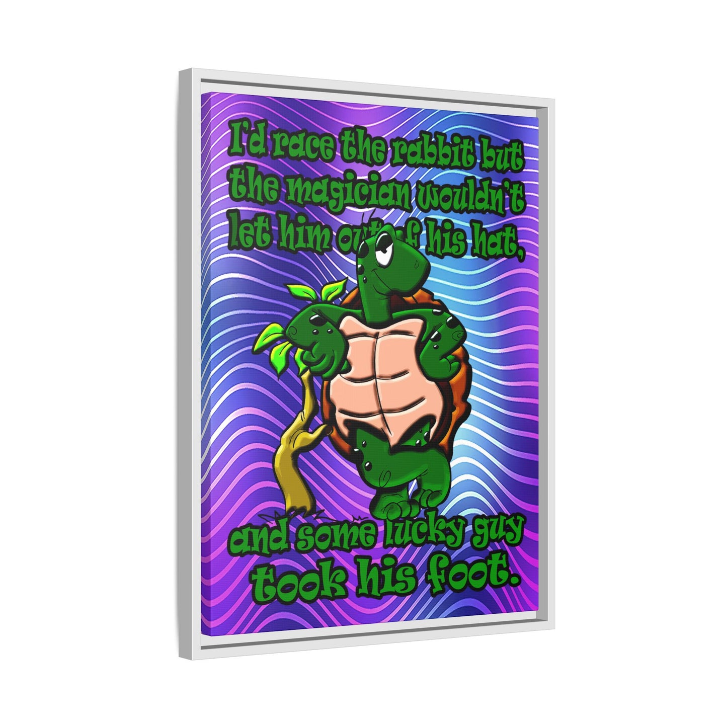 turtle race - framed canvas art (purple wave)
