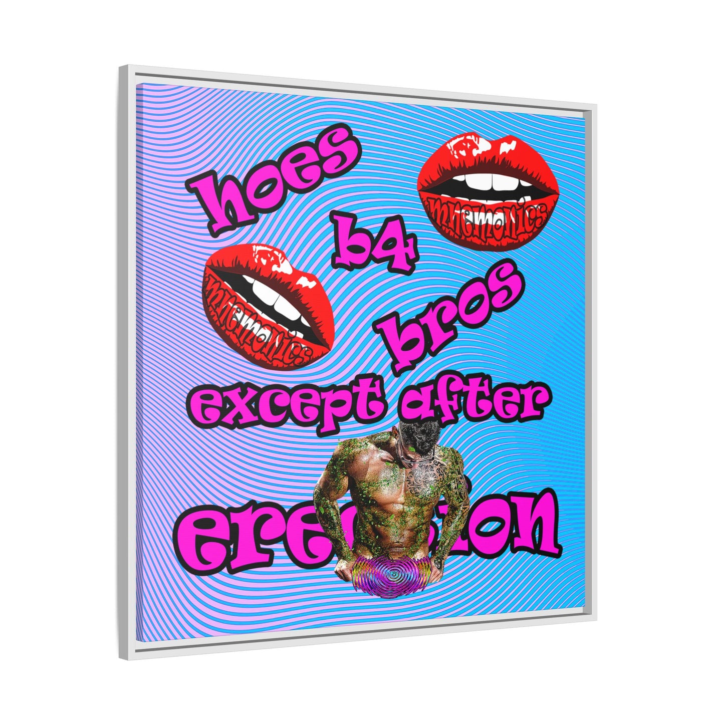 hoes b4 bros - framed canvas art (light blue-purple wave)