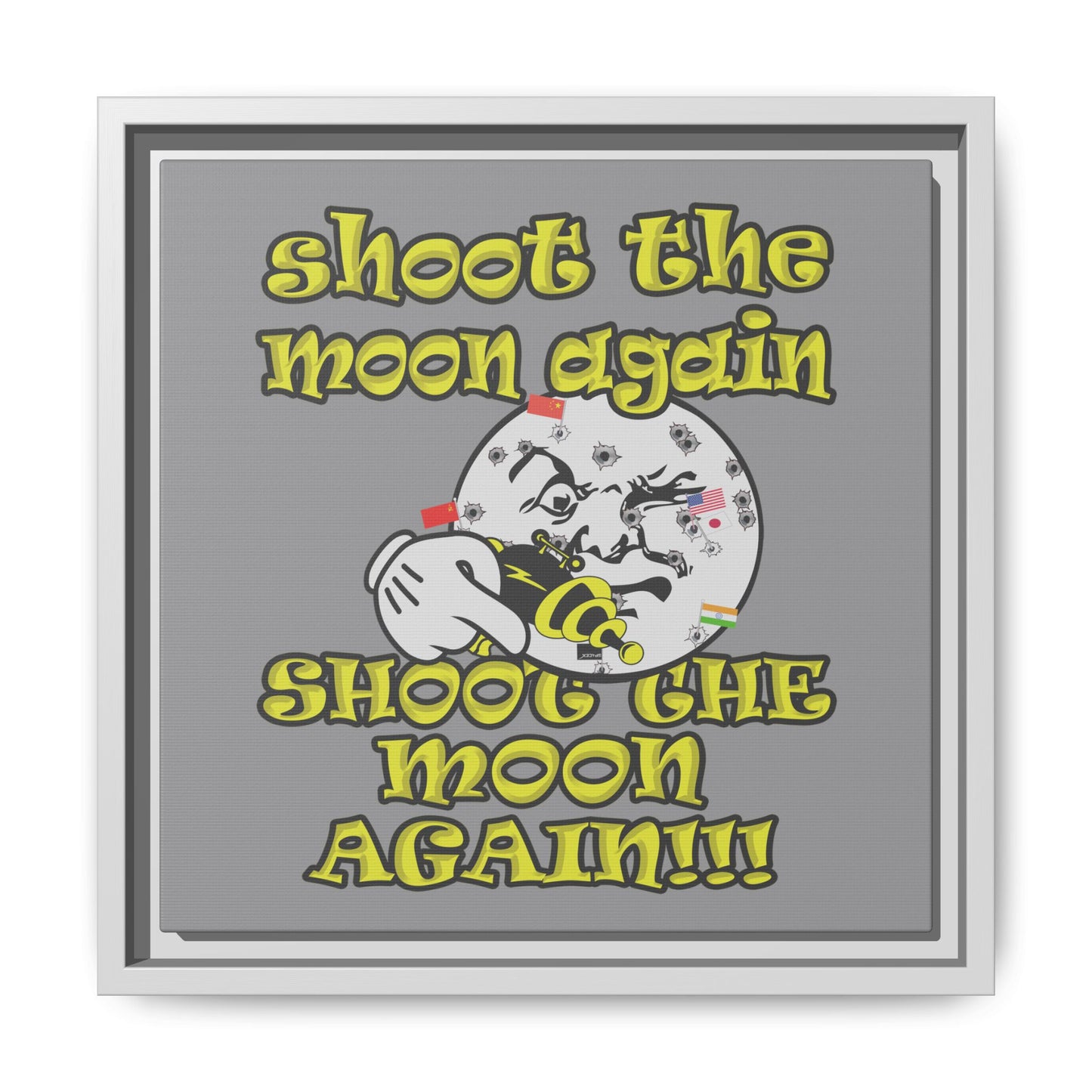 shoot the moon again - framed canvas art (grey)