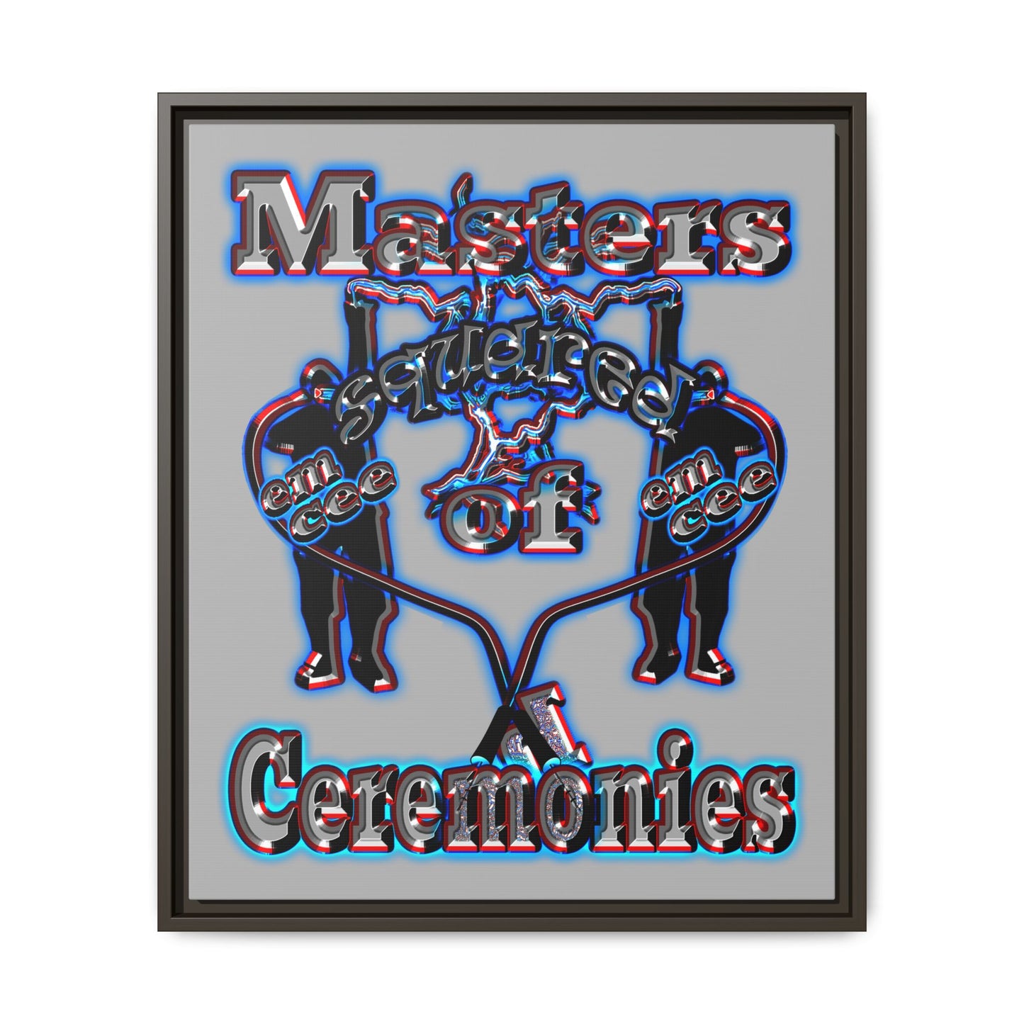 em cee squared - framed canvas art (light grey)