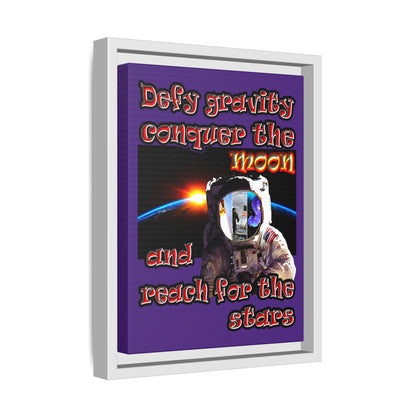 defy conquer reach - framed canvas art (purple)