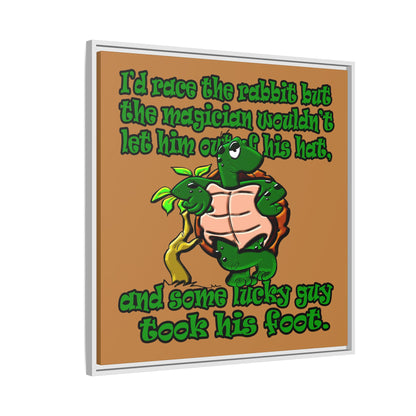 turtle race - framed canvas art (light brown)