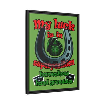 my luck - framed canvas art (green)