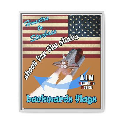 shoot for the stars - framed canvas art (light brown)