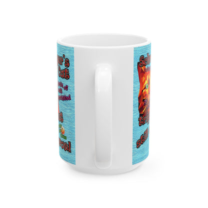 schrodinger's cat - White Mug (faded blue)