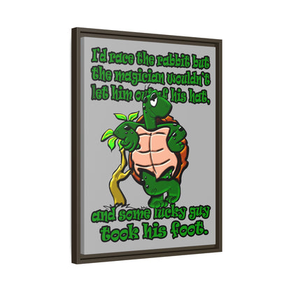 turtle race - framed canvas art (light grey)