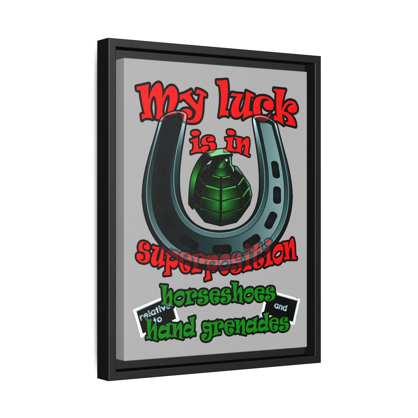 my luck - framed canvas art (light grey)