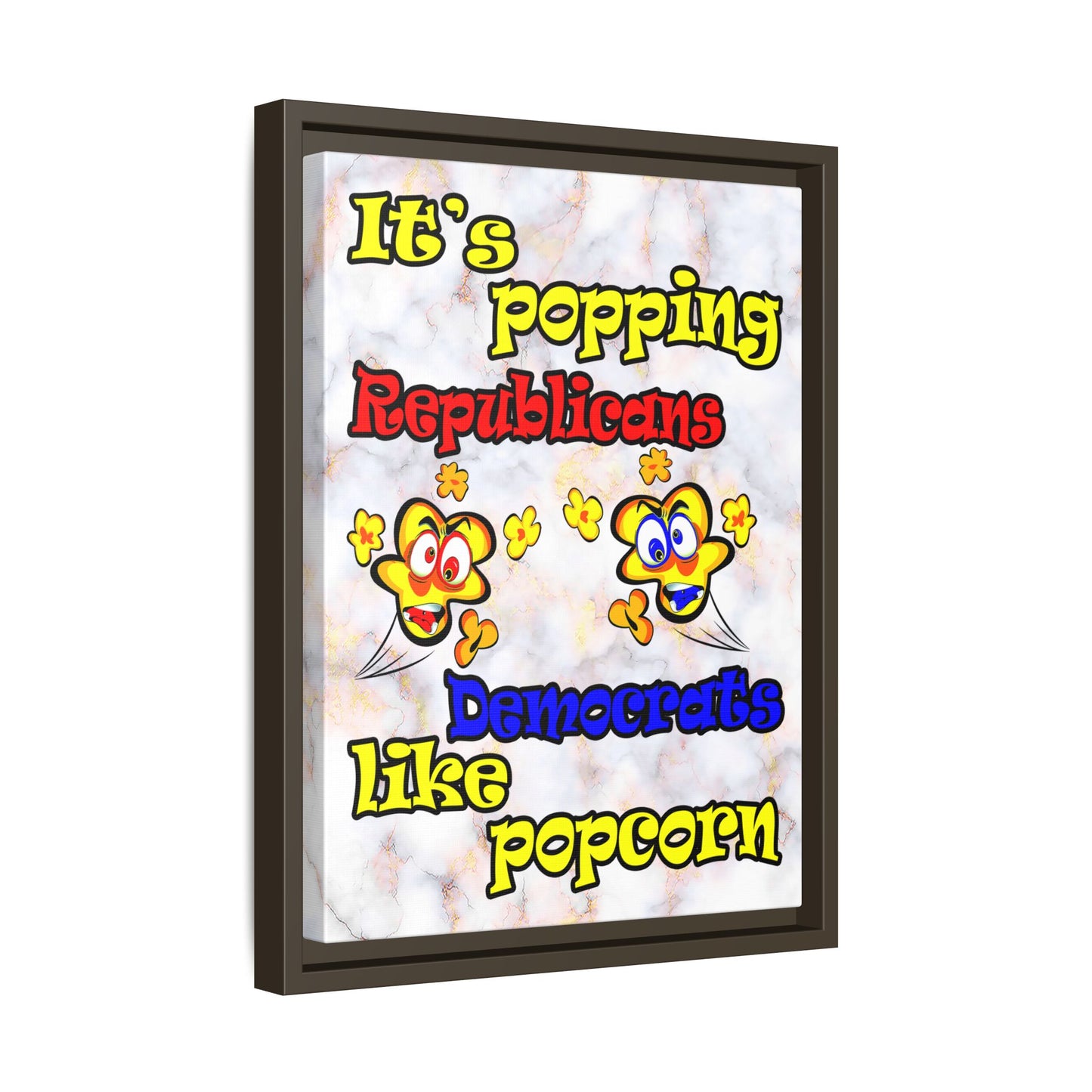 popping like popcorn - framed canvas art (white marble)
