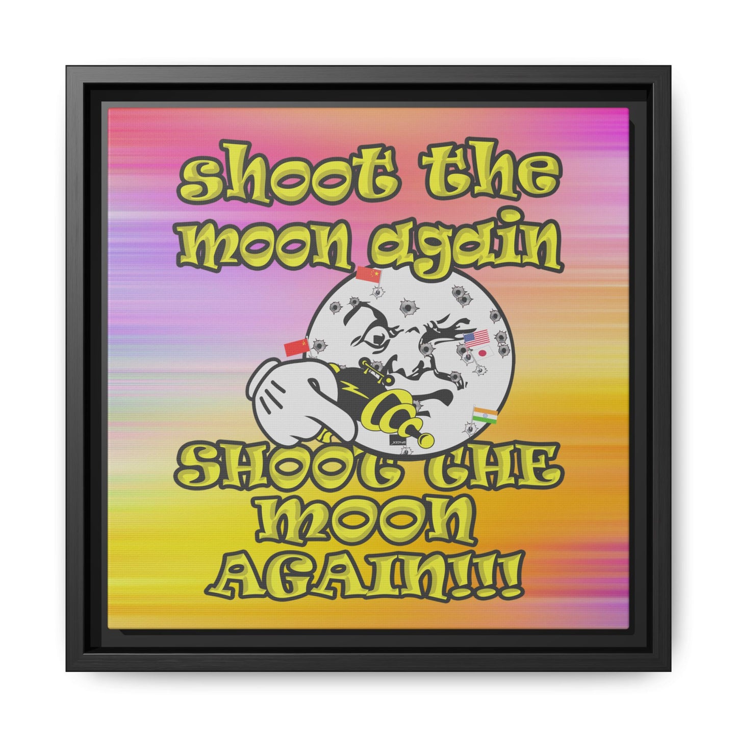 shoot the moon again - framed canvas art (color blur)