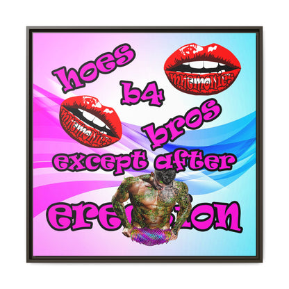 hoes b4 bros - framed canvas art (light blue-pink wave)