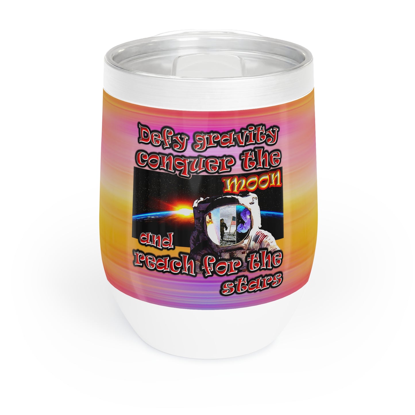 defy conquer reach - Chill Wine Tumbler (color blur)