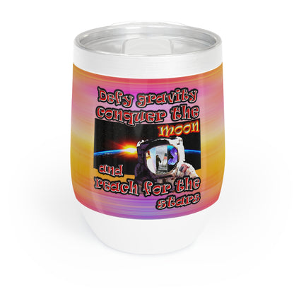defy conquer reach - Chill Wine Tumbler (color blur)