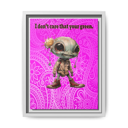 I don't care that your green - framed canvas art (pink swirl)
