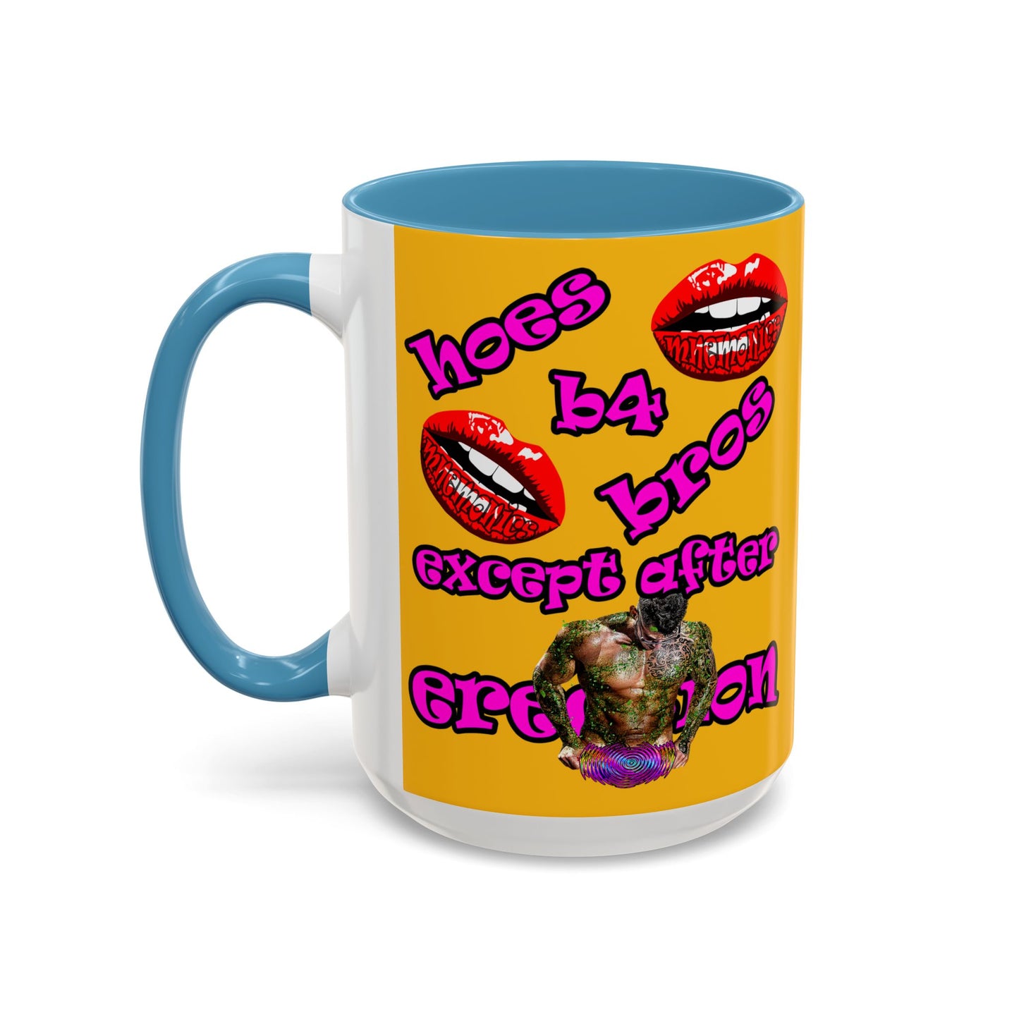 hoes b4 bros - Accent Mug (yellow)