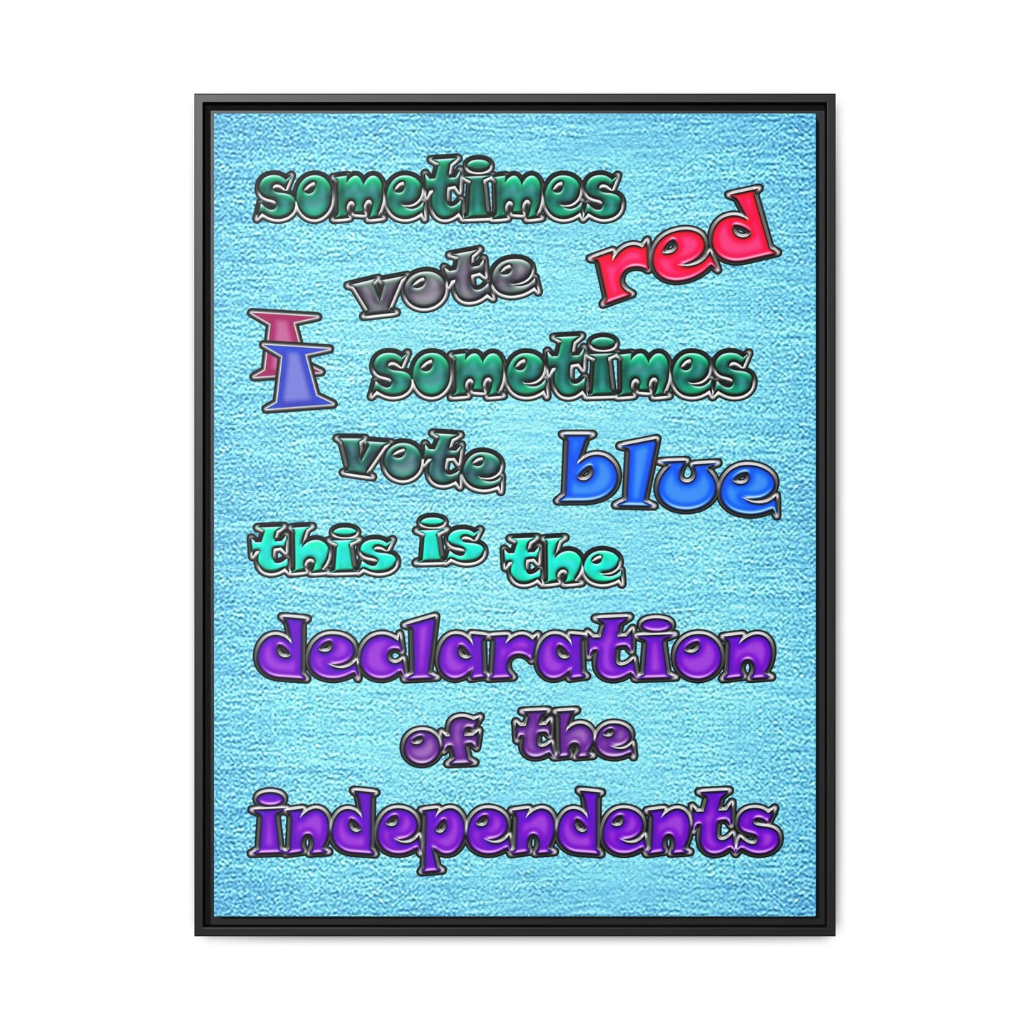 declaration of the independents - framed canvas art (faded blue)