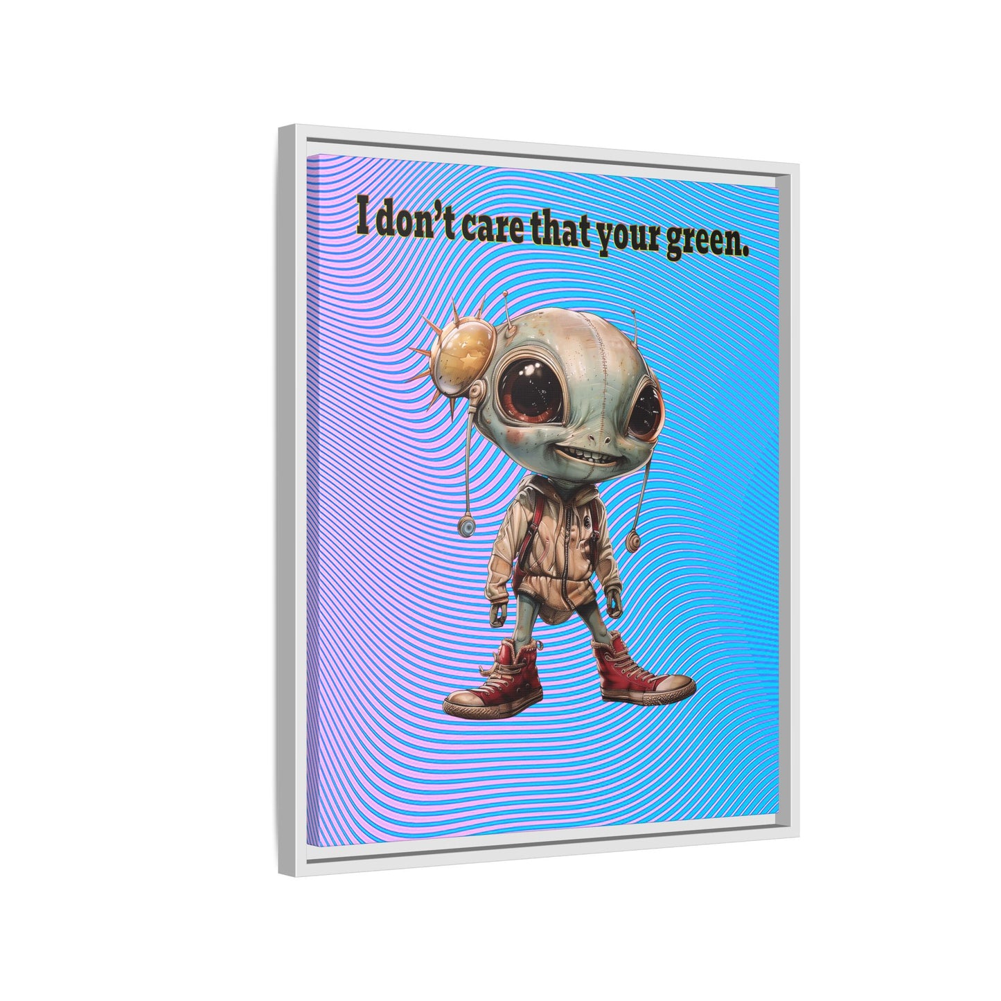 I don't care that your green - framed canvas art (light blue-purple wave)