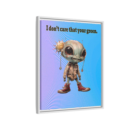 I don't care that your green - framed canvas art (light blue-purple wave)