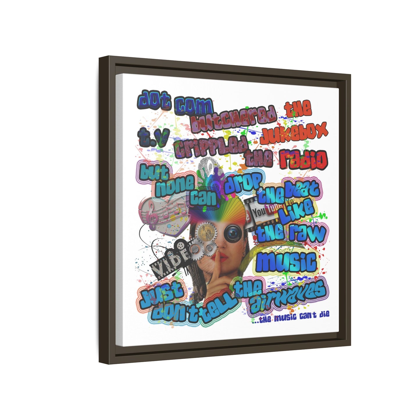 drop the beat - framed canvas art (white)