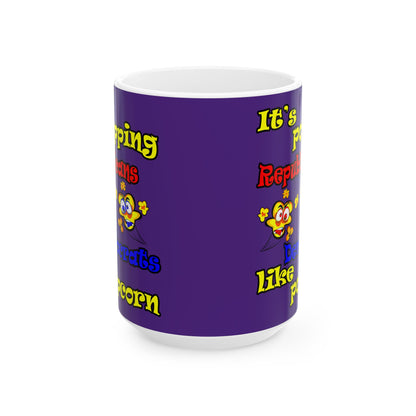 popping like popcorn - White Mug (purple)