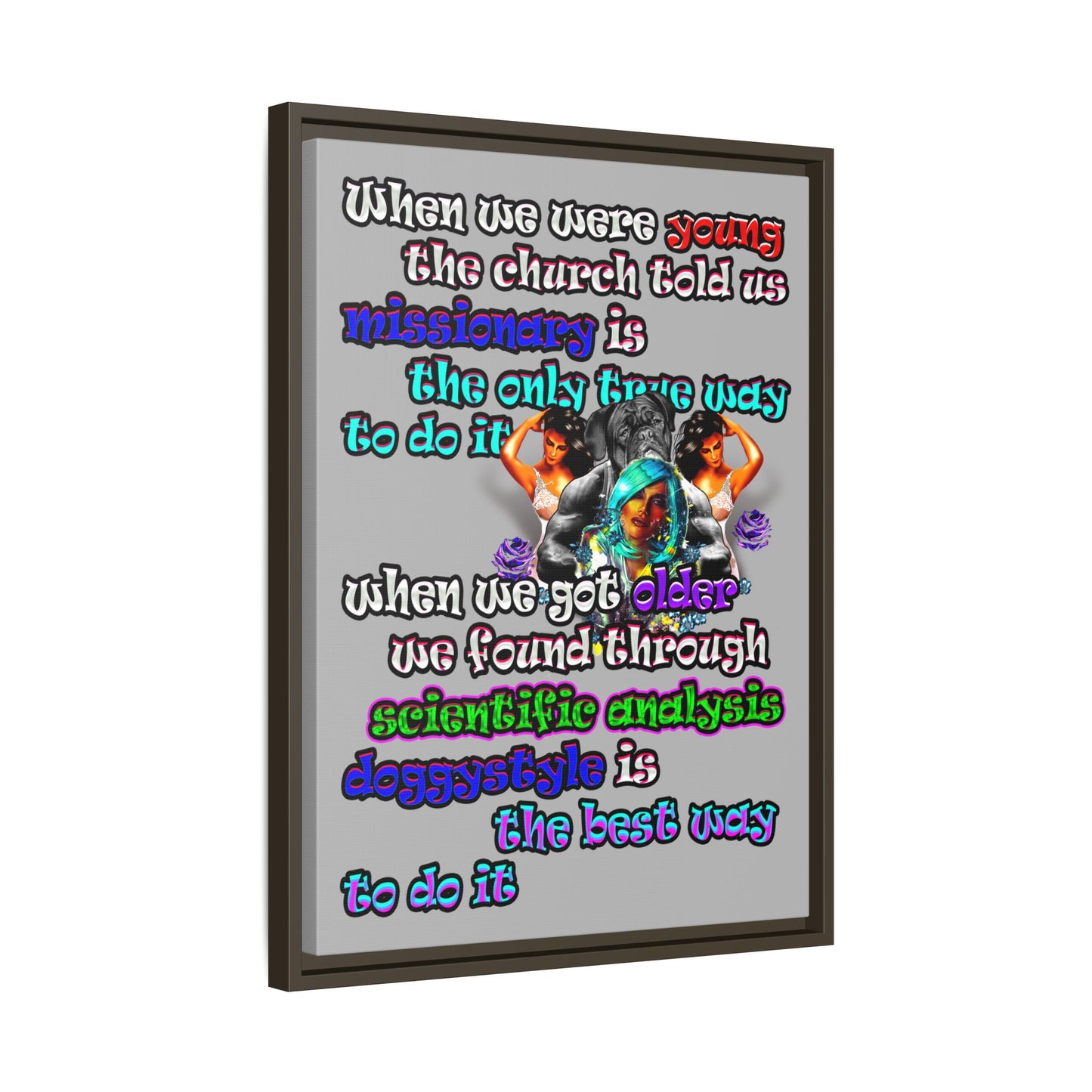 doggystyle - framed canvas art (light grey)