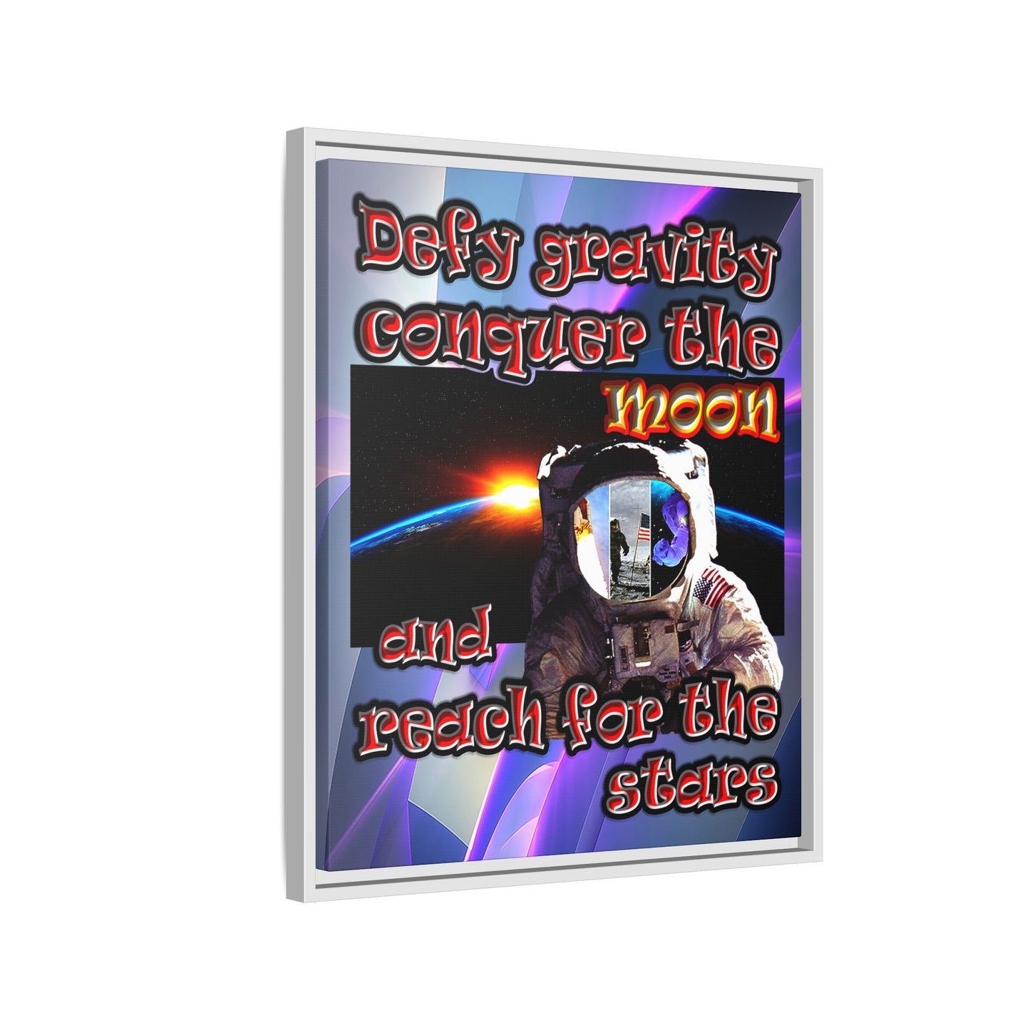 defy conquer reach - framed canvas art (grey-pink wave)