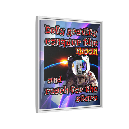 defy conquer reach - framed canvas art (grey-pink wave)