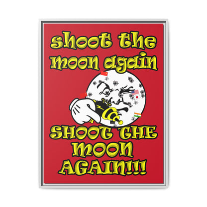 shoot the moon again - framed canvas art (dark red)