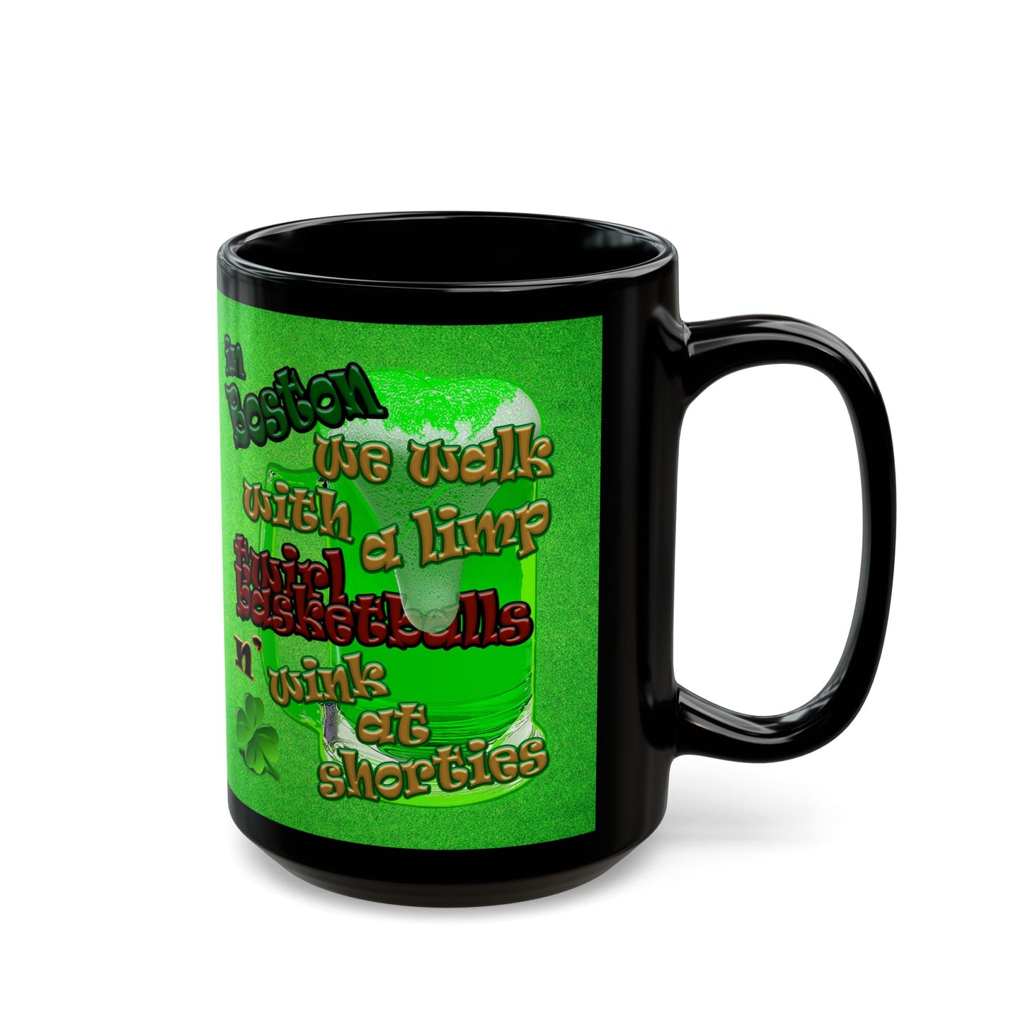 celtics logo - Black Mug (green turf)