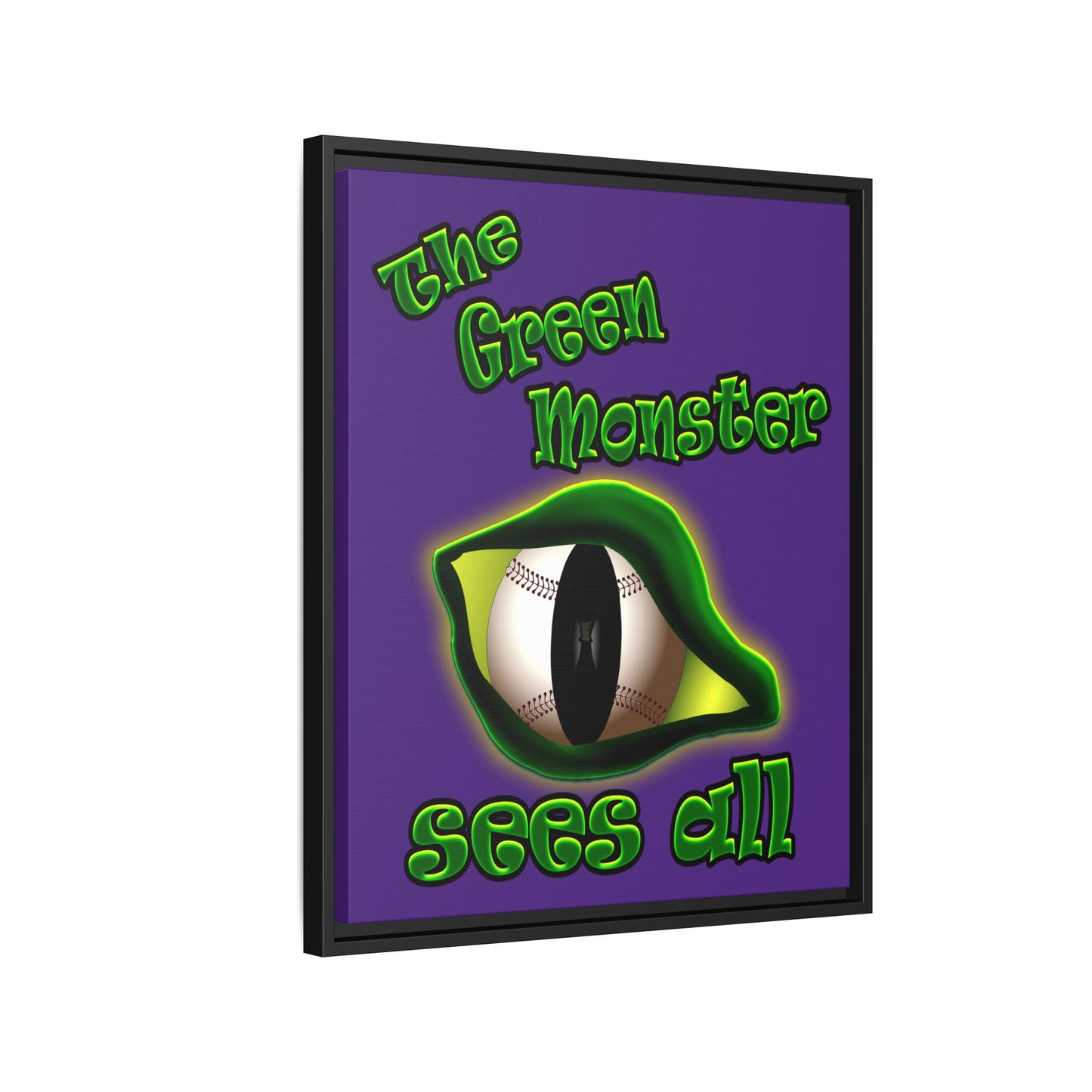 green monster - framed canvas art (purple)