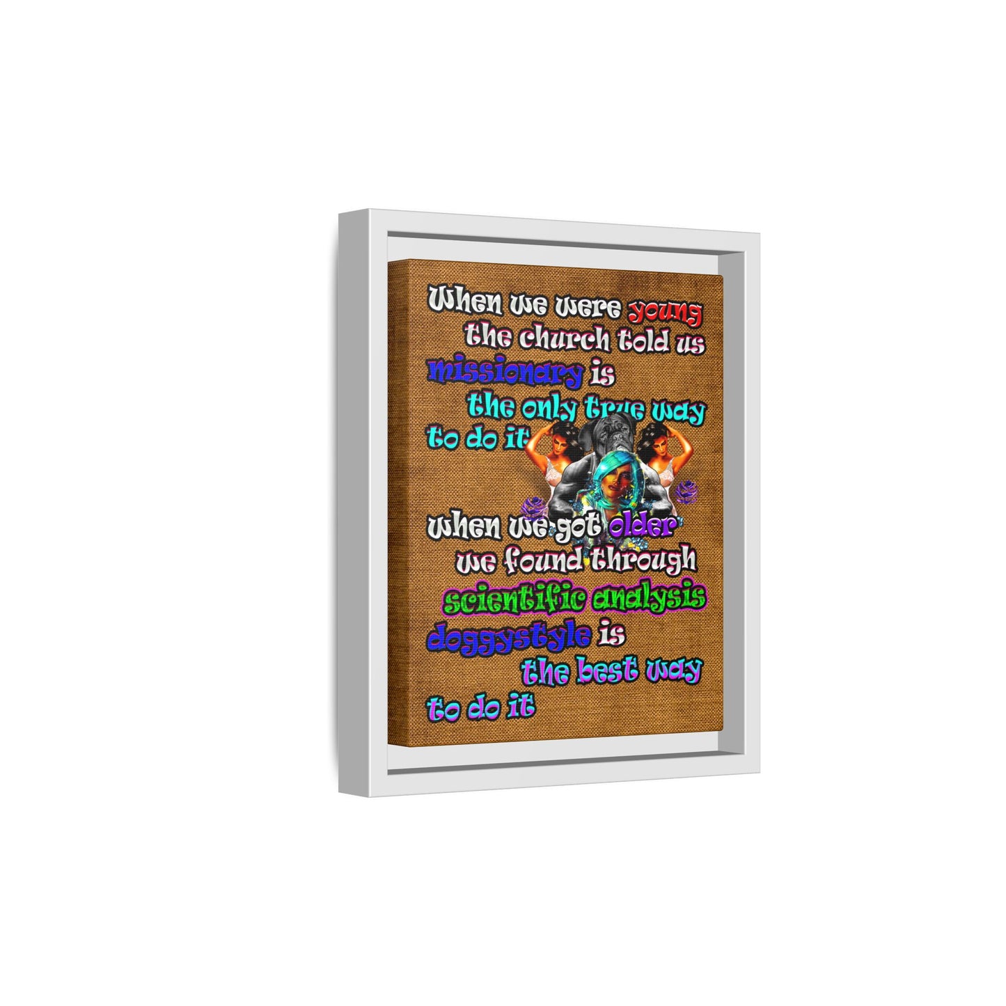doggystyle - framed canvas art (brown papyrus)