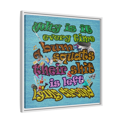 the bum's shit - framed canvas art (faded blue)
