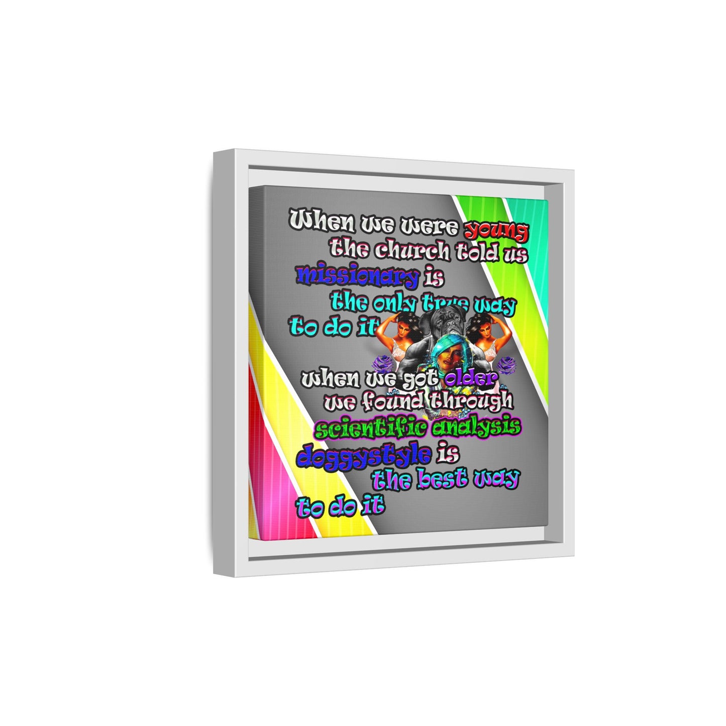 doggystyle - framed canvas art (rainbow split)