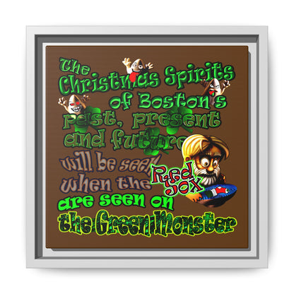 christmas spirits of boston - framed canvas art (brown)