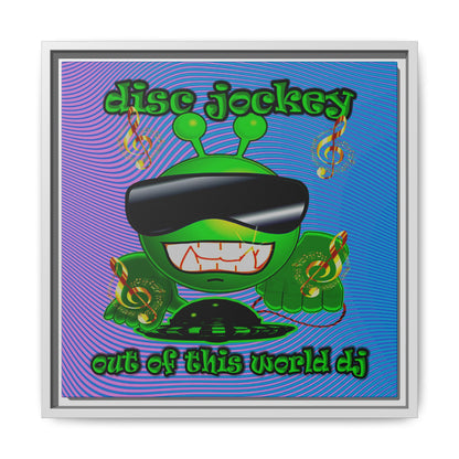 disc jockey - framed canvas art (light blue-purple wave)