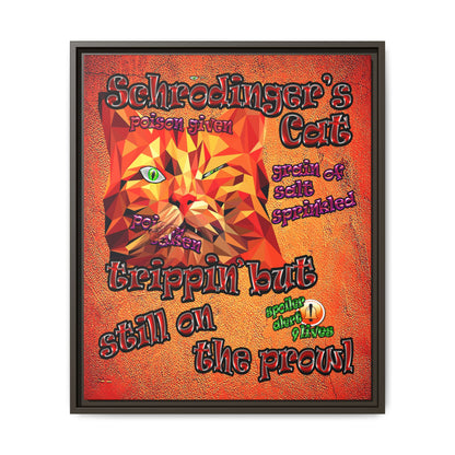 schrodinger's cat - framed canvas art (burnt orange)