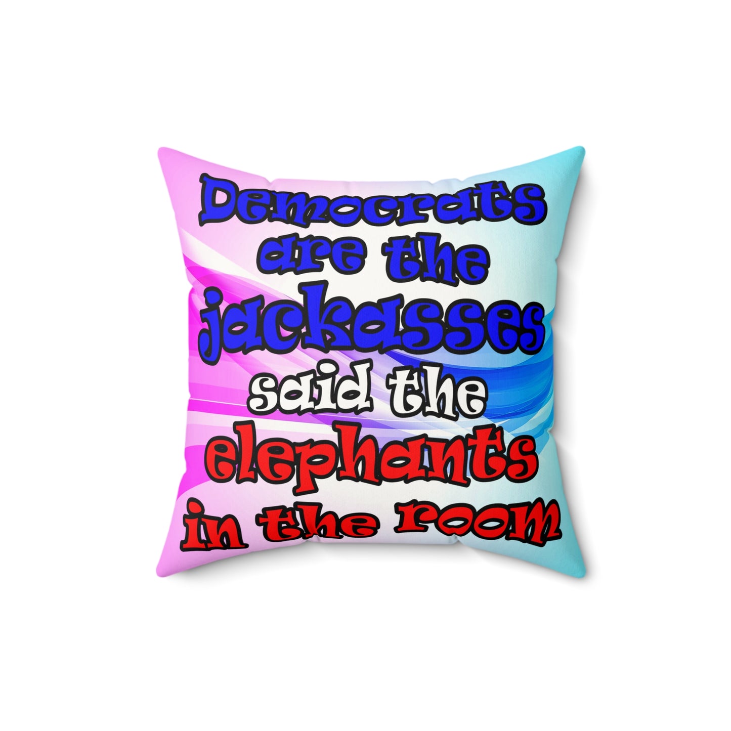 donkeys and elephants - Faux Suede Square Pillow - (light blue-pink wave)