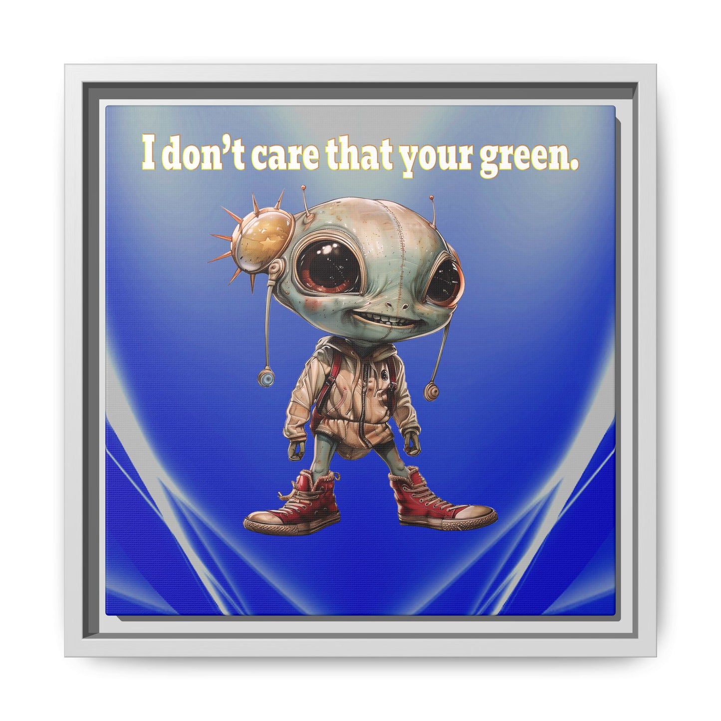 I don't care that your green - framed canvas art (blue-white wave)