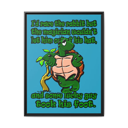 turtle race - framed canvas art (turquoise)