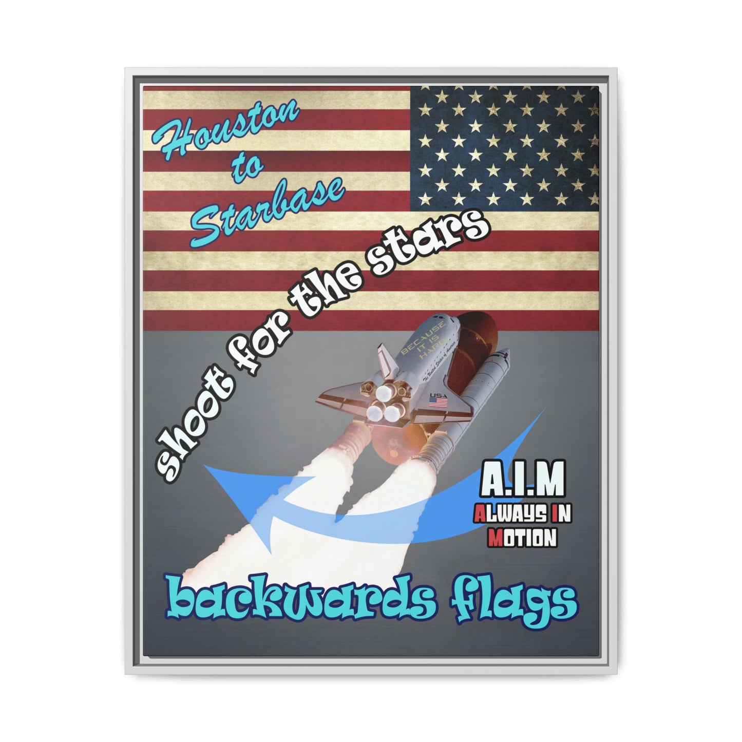 shoot for the stars - framed canvas art (grey-light grey)