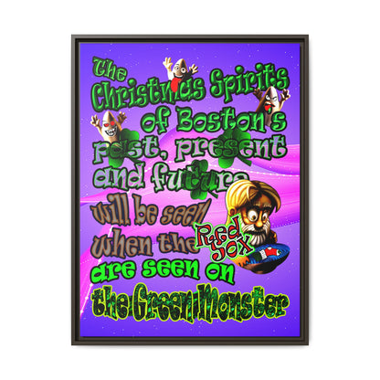 christmas spirits of boston - framed canvas art (purple-pink wave)