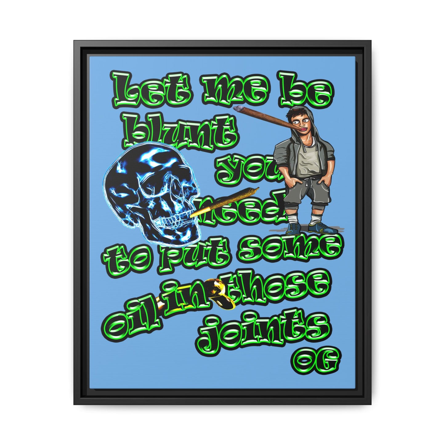 og - framed canvas art (light blue)