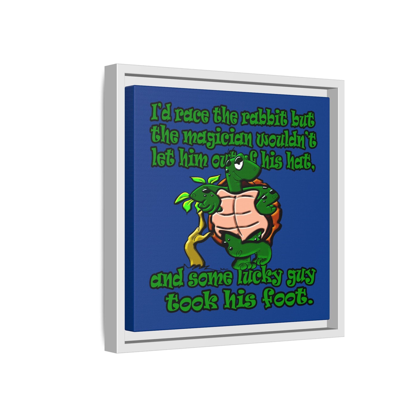 turtle race - framed canvas art (dark blue)