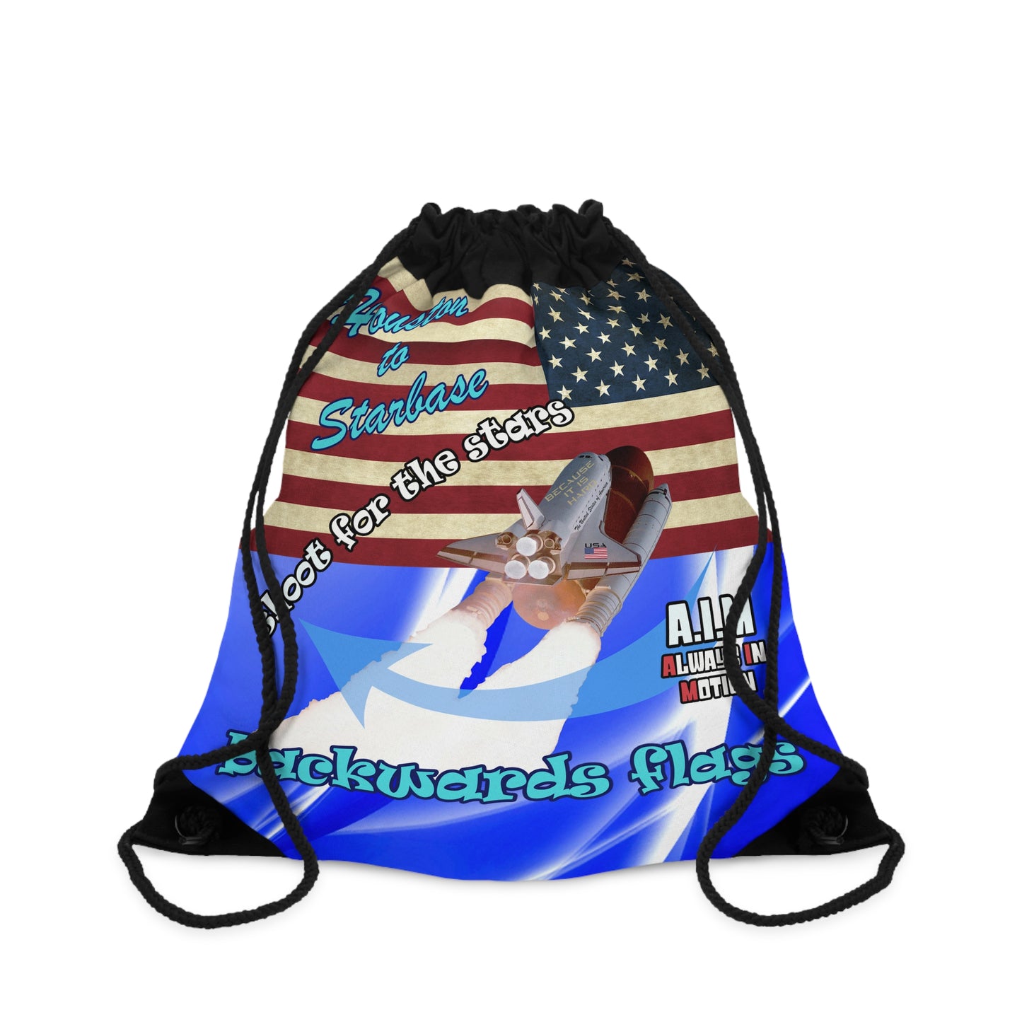 shoot for the stars - Drawstring Bag (blue-white wave)