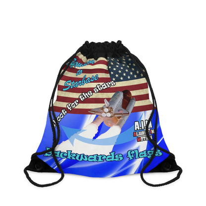shoot for the stars - Drawstring Bag (blue-white wave)