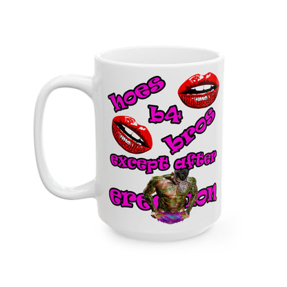 hoes b4 bros - White Mug (white)