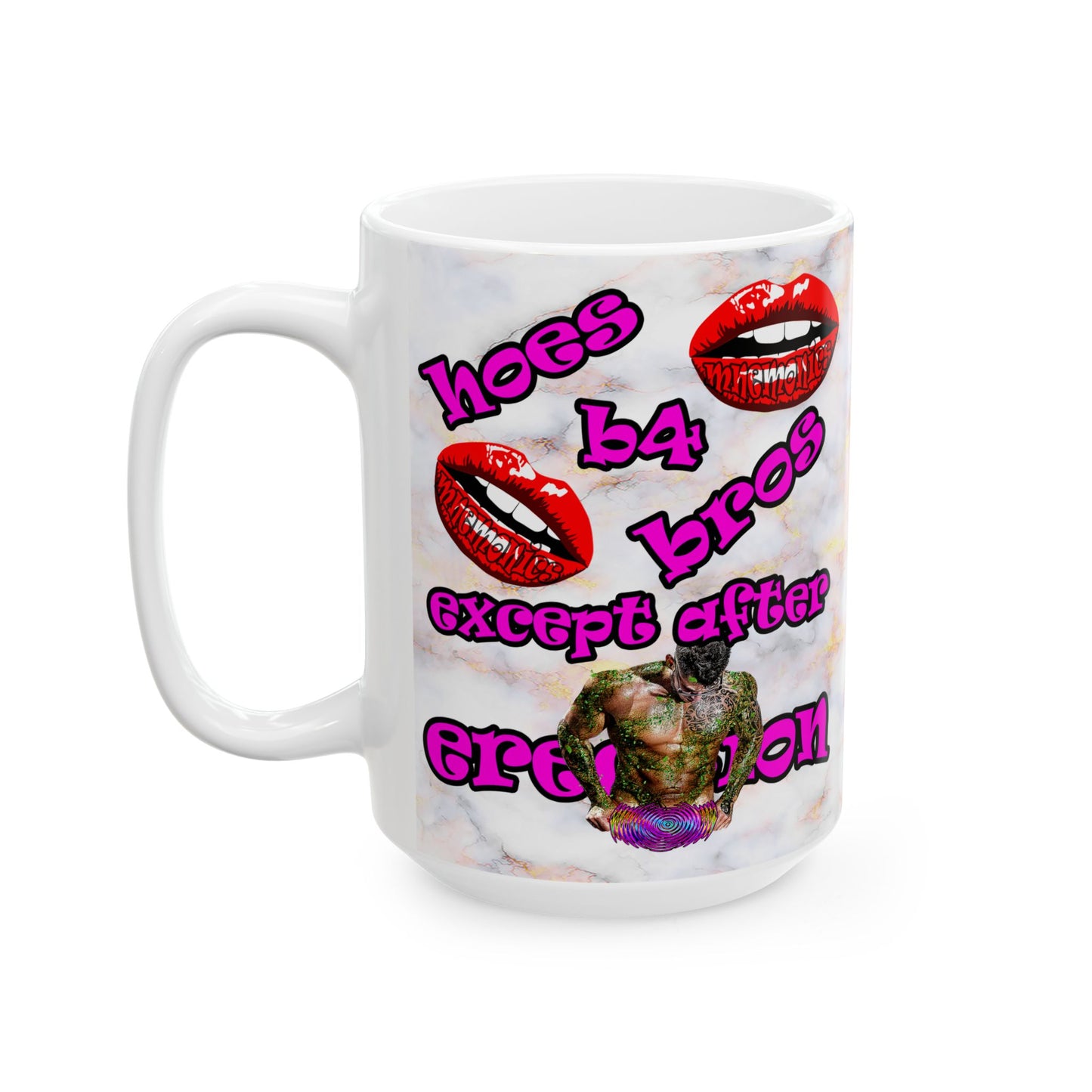 hoes b4 bros - White Mug (white marble)